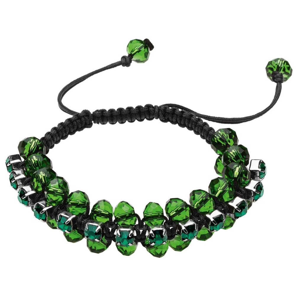 Dyrberg/Kern Jive emerald green crystal and bead macrame bracelet